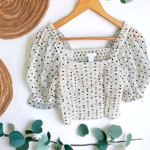 Cream Polka Dots Crop Top